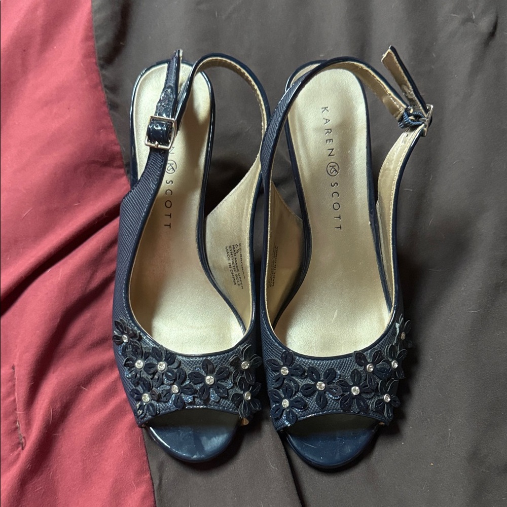 Karen Scott Navy Blue Women's Slingback Sandals